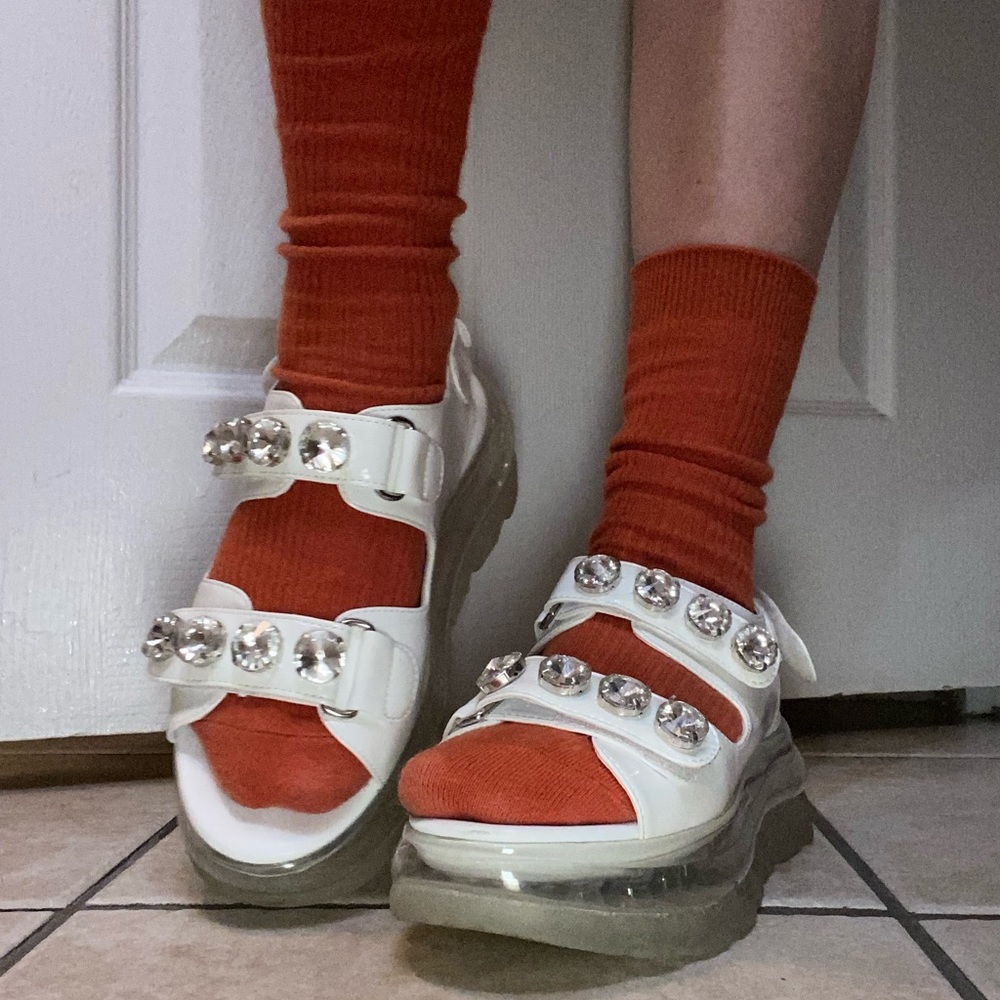 Jeffrey Campbell White Sandals with Clear Soles